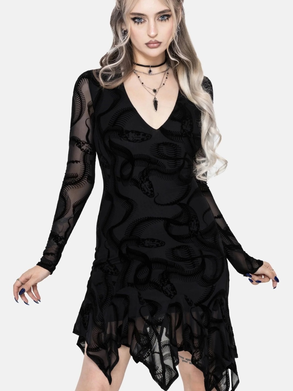 Disturbia black snake mesh dress